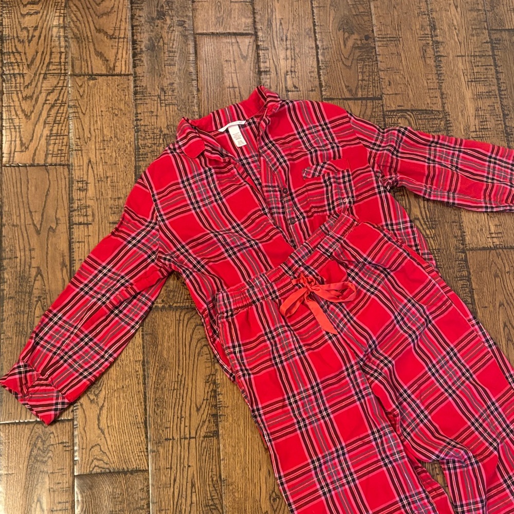 Victoria's Secret Red Plaid Pajama Set with Drawstring